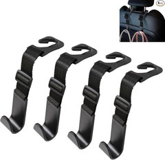 4-Piece Adjustable Car Headrest Hook Organizer, Universal Storage Hanger for Han