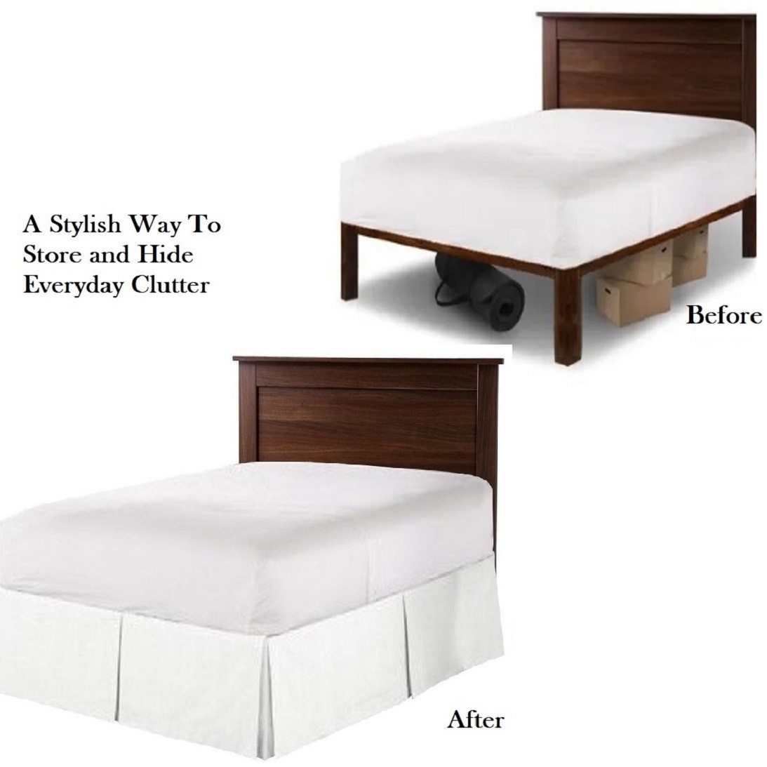 White Solid Split Corner Tailored Bed Skirt Cotton 680 TC All Size Drop New gallery