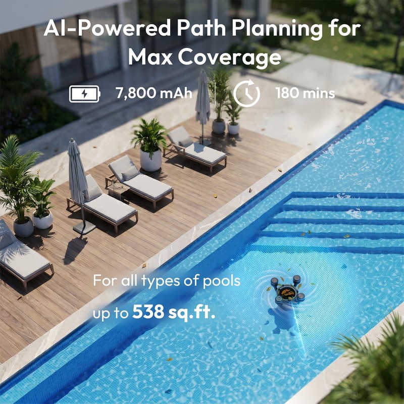Pool Surface Skimmer Robot, Pool Cleaner with App Control,5L Filter, Dual Cleani gallery