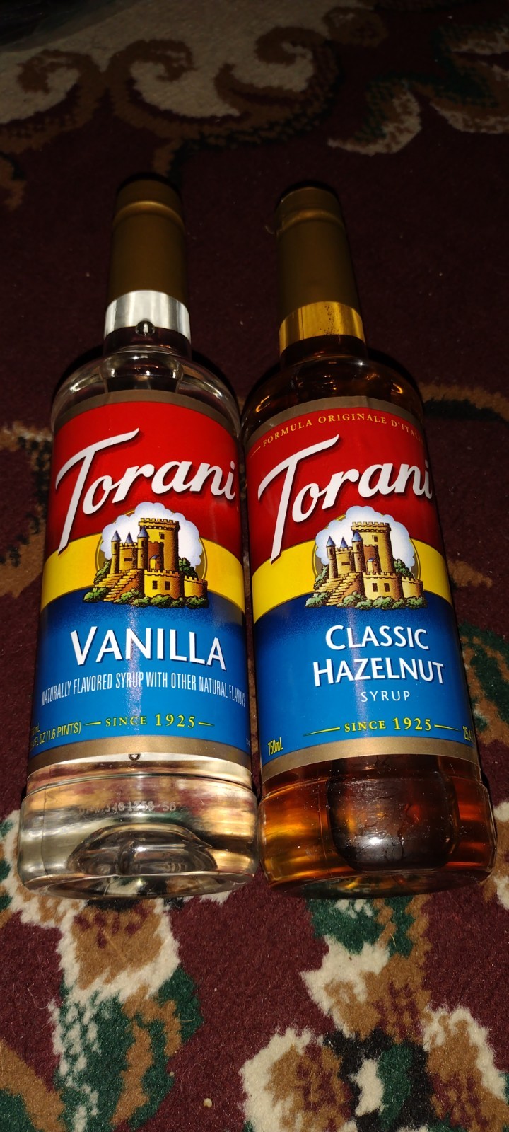 TORANI VANILLA & CLASSIC HAZELNUT SYRUP 750 ML 25.4 FL OZ NEW SEALED gallery