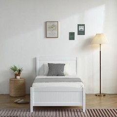 Twin Size Mattress Foundation Platform Bed Frame with Wooden Headboard Footboard