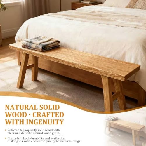 Solid Wood Entryway Bench - 39.3" Rustic Farmhouse 39.3*10.2*17.7in/100*26*45cm gallery