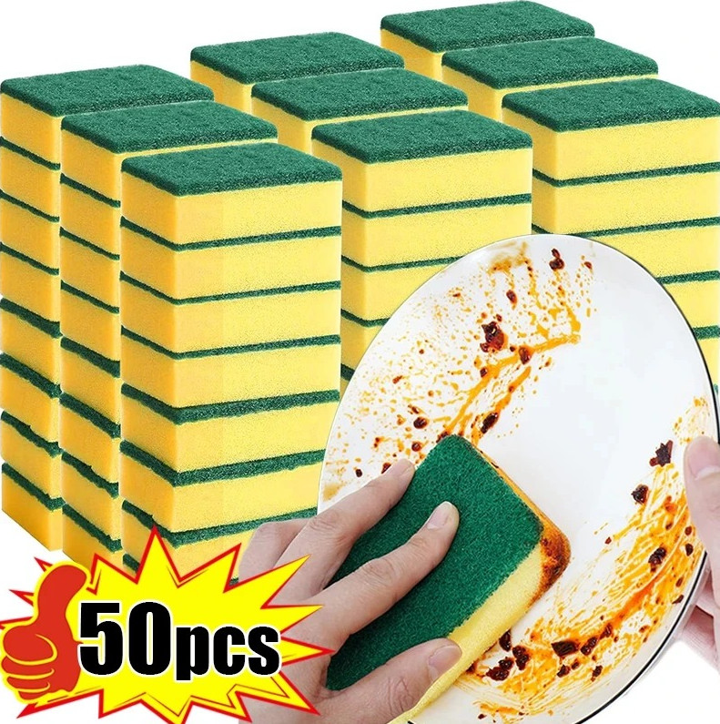 10/30/50PCS Double-Sided Magic Sponge Heavy Duty Kitchen Cleaning Pads gallery
