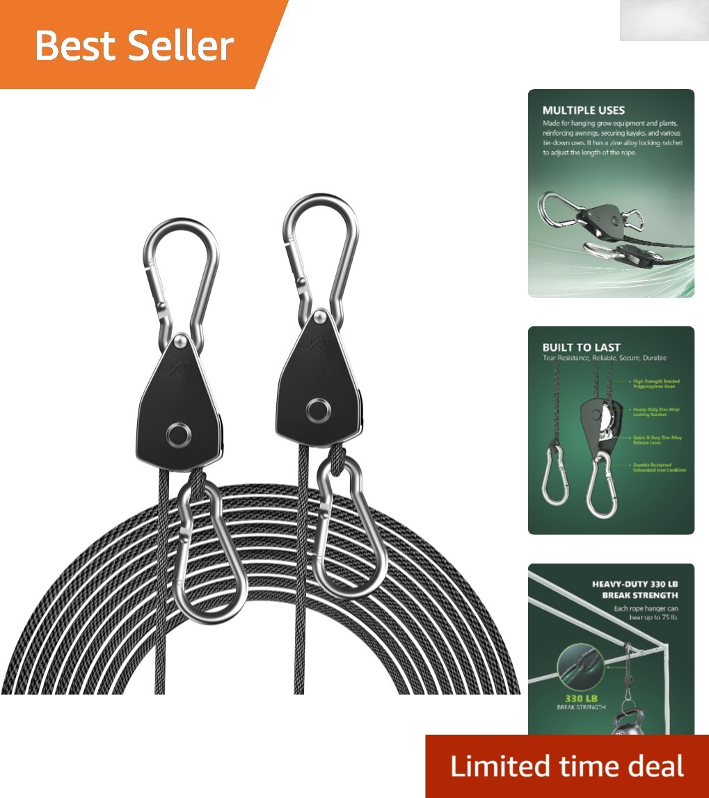 Adjustable Rope Hanger 2-Pack - 75 lbs Load Capacity for Versatile Hanging Use gallery