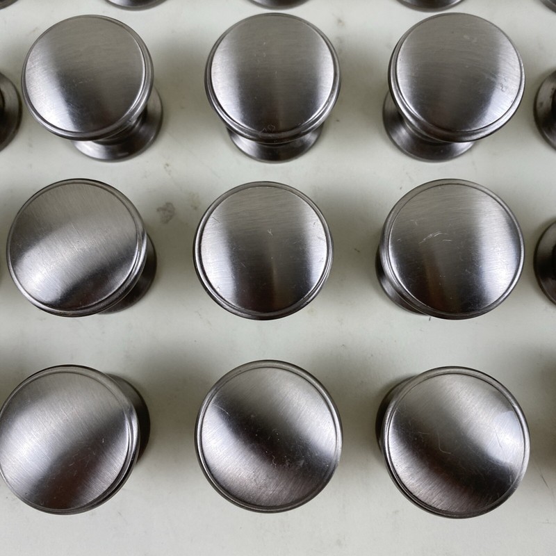Round Brushed Nickel Silver Cabinet Drawer Knob Pull Handle - Lot of 24 gallery