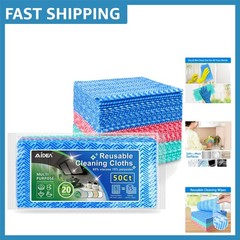 Versatile 12×12 Multi-Purpose Cleaning Wipes, 50pk Lint-Free for Home & Kitchen