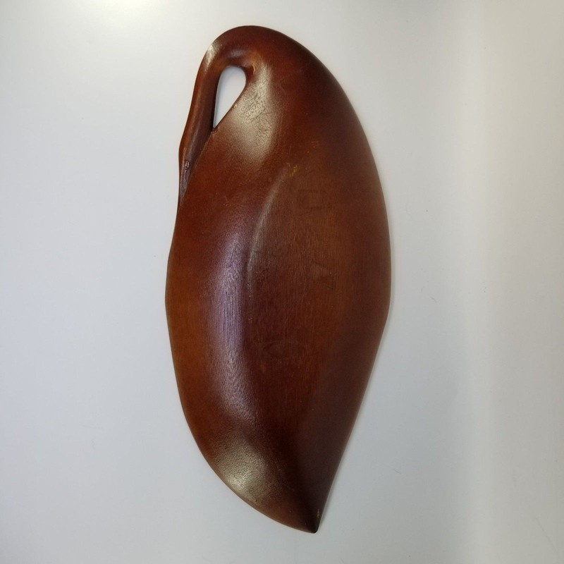 Wooden Serving Tray Handcrafted Leaf Shaped Medium Brown Wood Handles gallery
