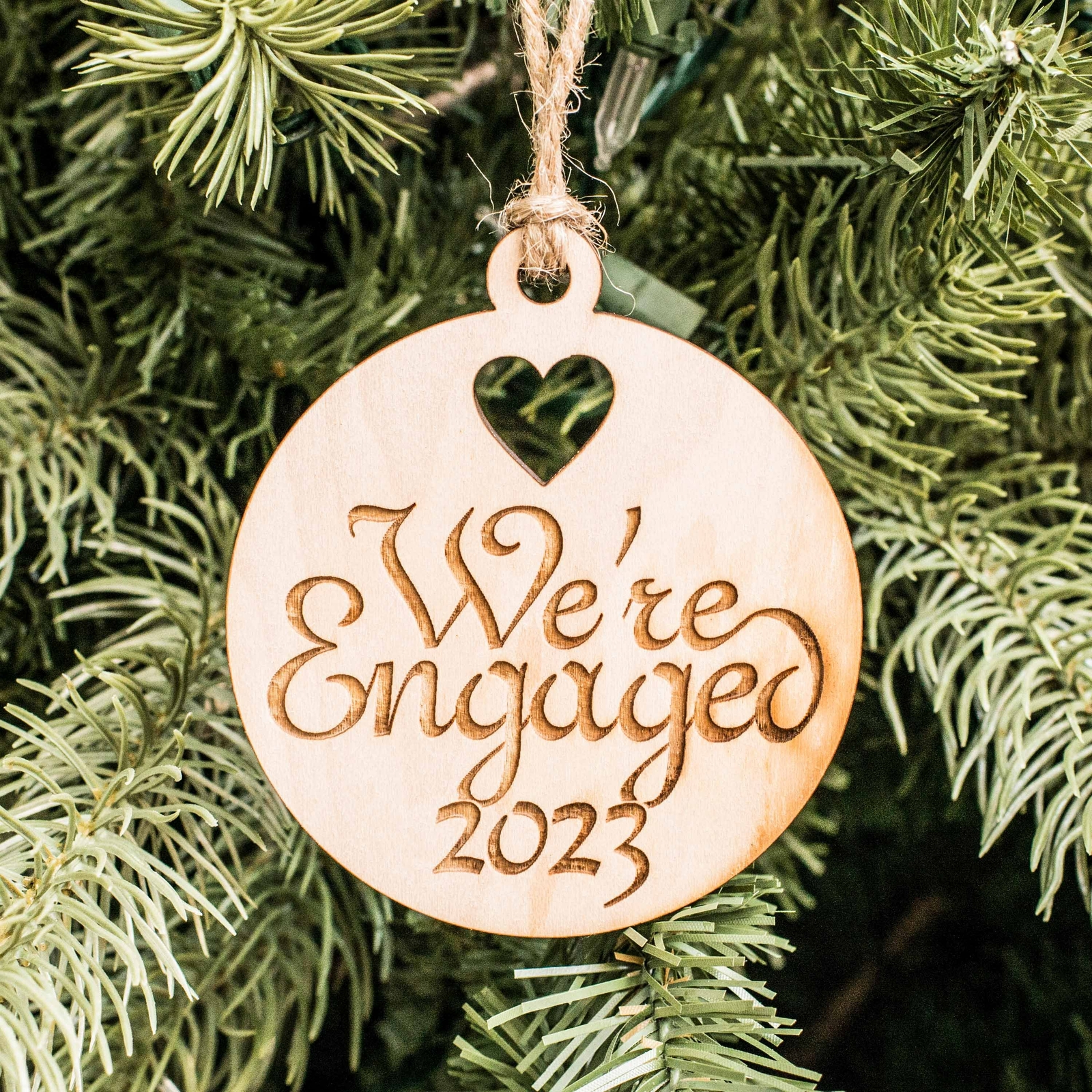 Ornament - We're Engaged 2023 - Raw Wood 3x3in gallery