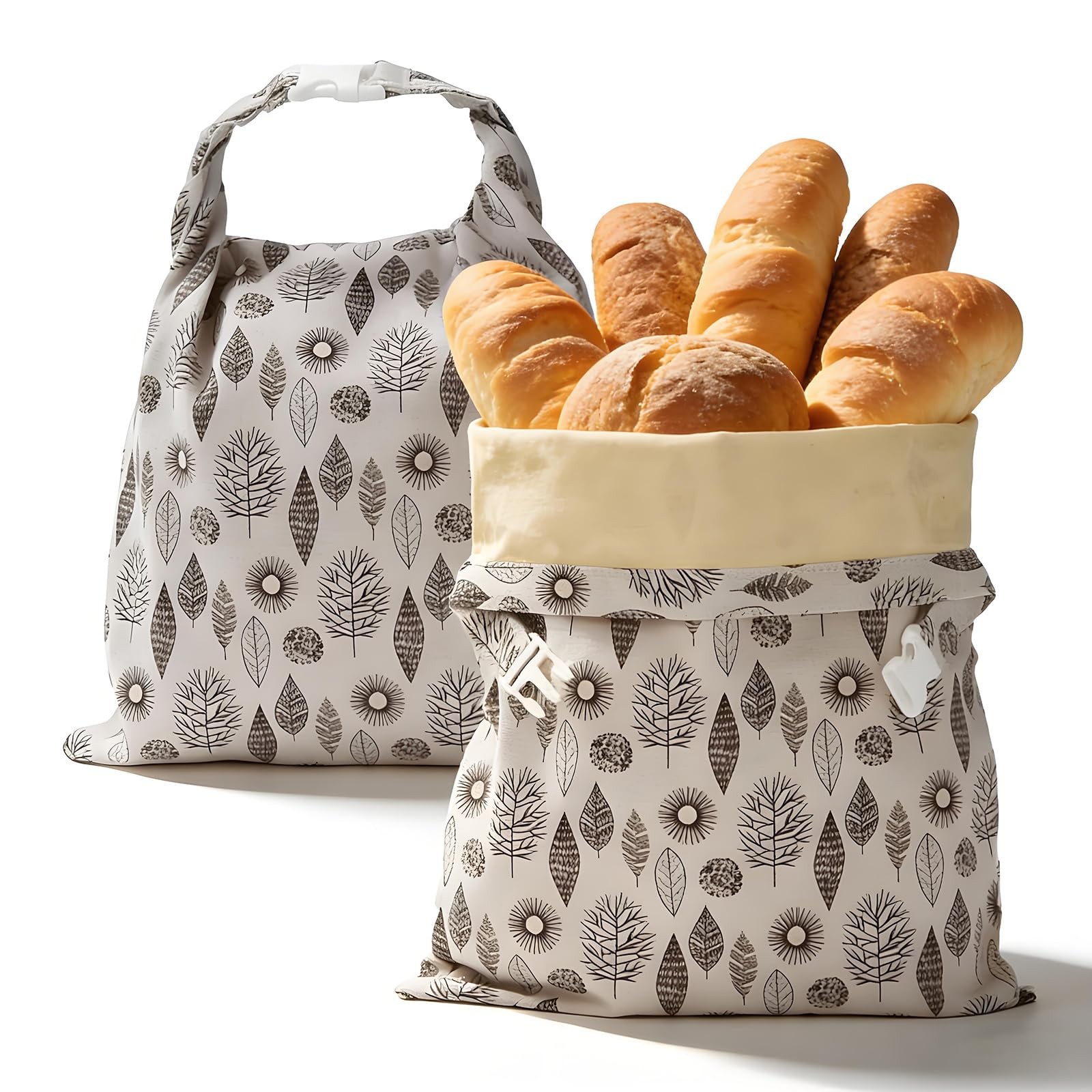 2Pcs Reusable Beeswax Bread Bags for Homemade Bread - Beeswax Lined Linen Bre... gallery