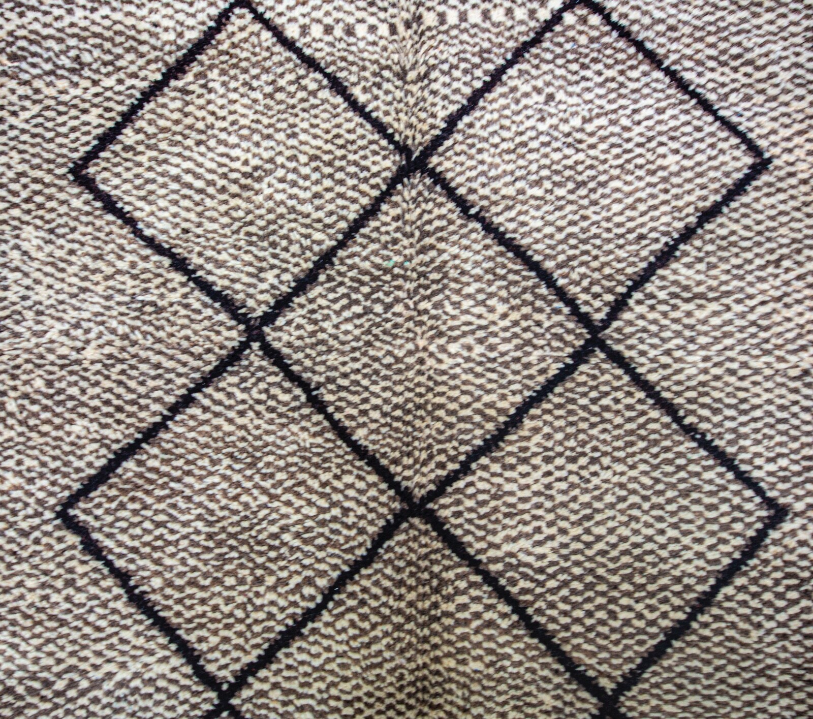 BENI OURAIN MOROCCAN BERBER RUG CARPET - Brown Black Beige Lattice - 5.6 x 8.9 gallery