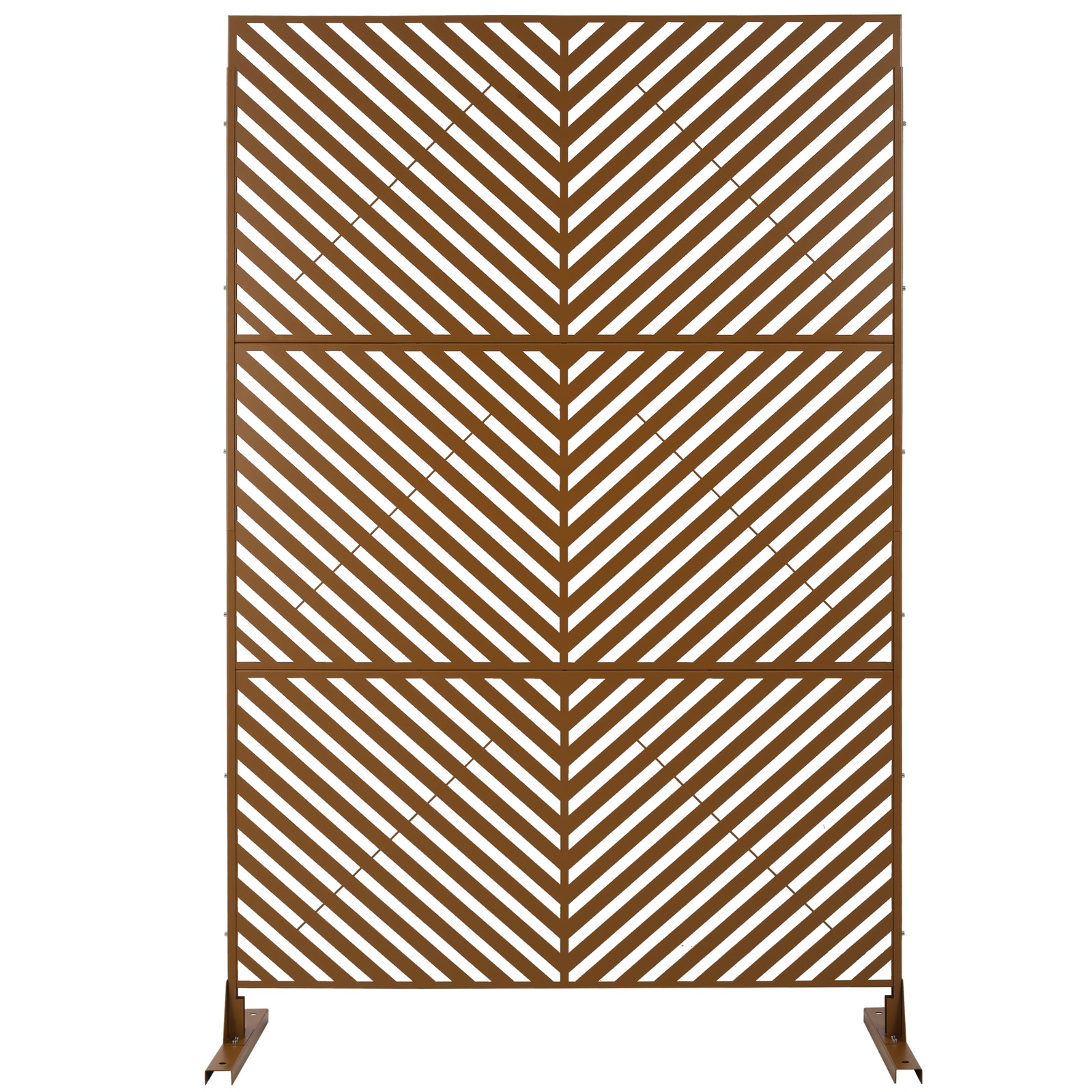 Freestanding Metal Privacy Screen 76"H×48"W, Brown Steel for Deck Patio Garden gallery