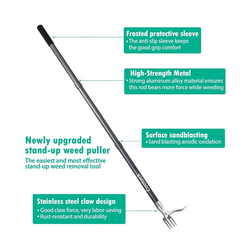 Cootack 52'' Weed Puller Long Handle Stand-up Weeding Tool, Long Hand Weeder ... gallery