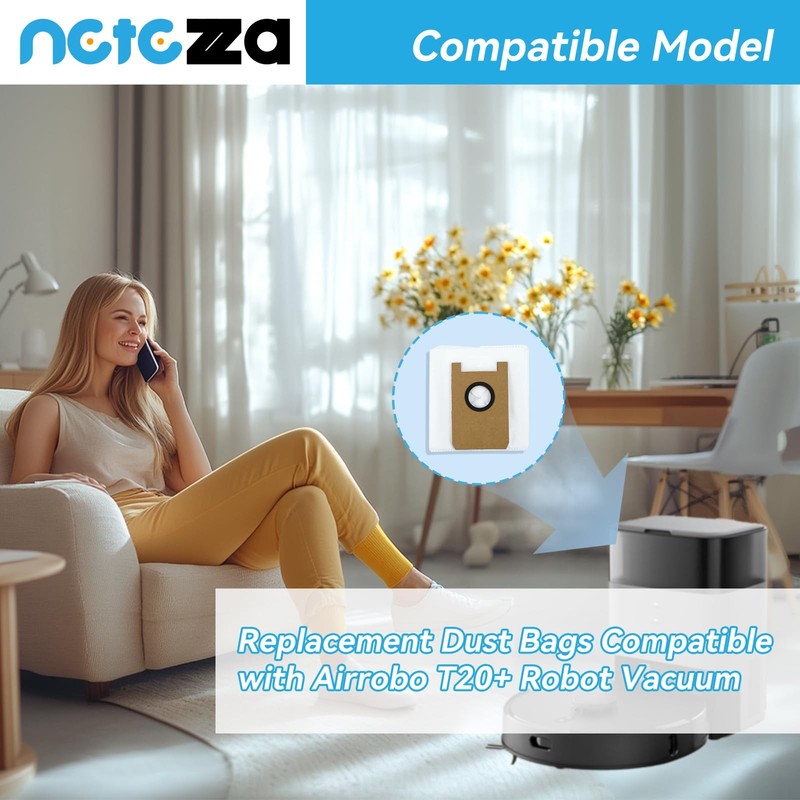 T20 Dust Bags Replacement Compatible with Airrobo T20+ Robot Vacuum white gallery