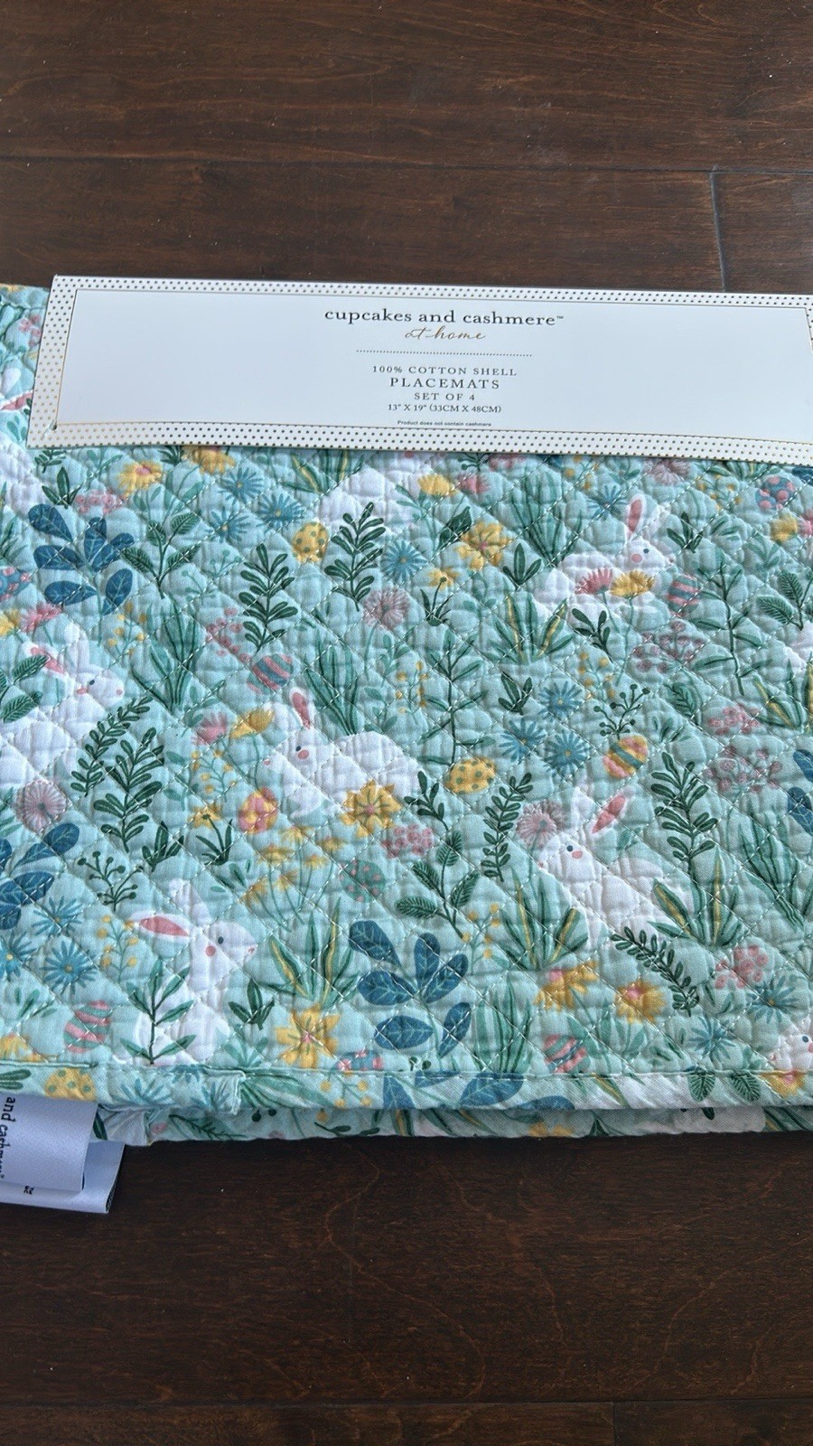 Cupcakes & Cashmere 4 Reversible Quilted Easter Placemats Floral Bunny New gallery