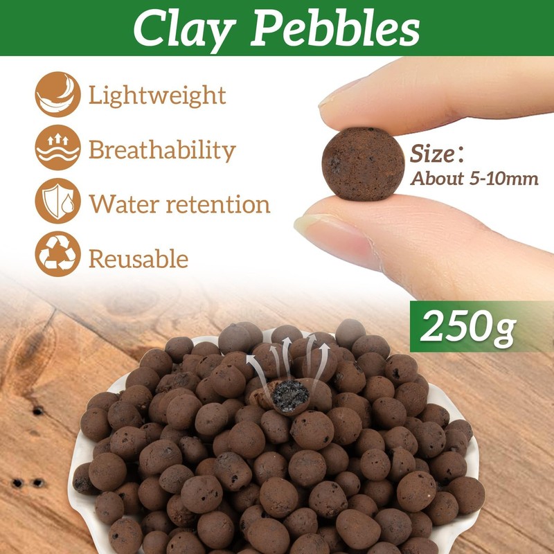 RAINFLOW Leca Clay Pebbles for Plants - 5mm-10mm Balls 5-10 mm, brown gallery