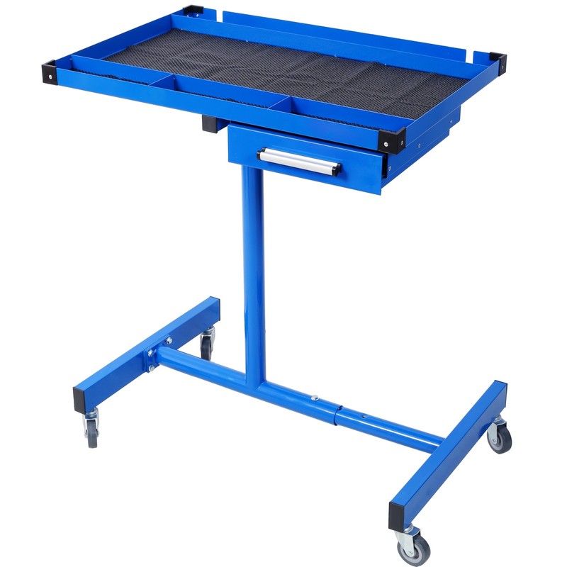 Adjustable Work Table with Drawer, 34"-47.75"H, 220 lbs Capacity, Blue gallery