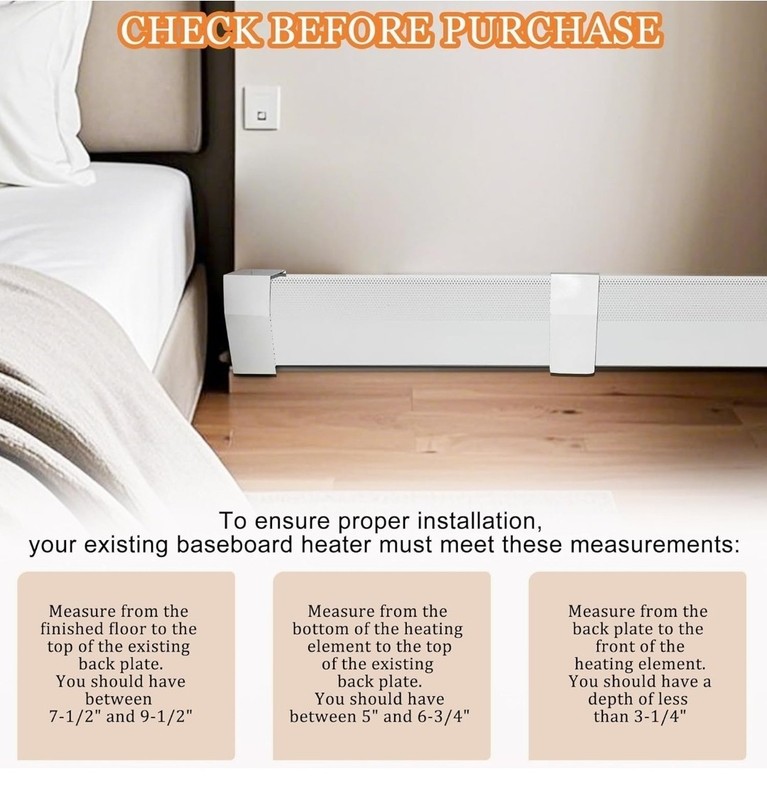 Baseboard Heater Cover, 2FT-4FT Retractable Galvanized Steel Easy Slip-On... gallery