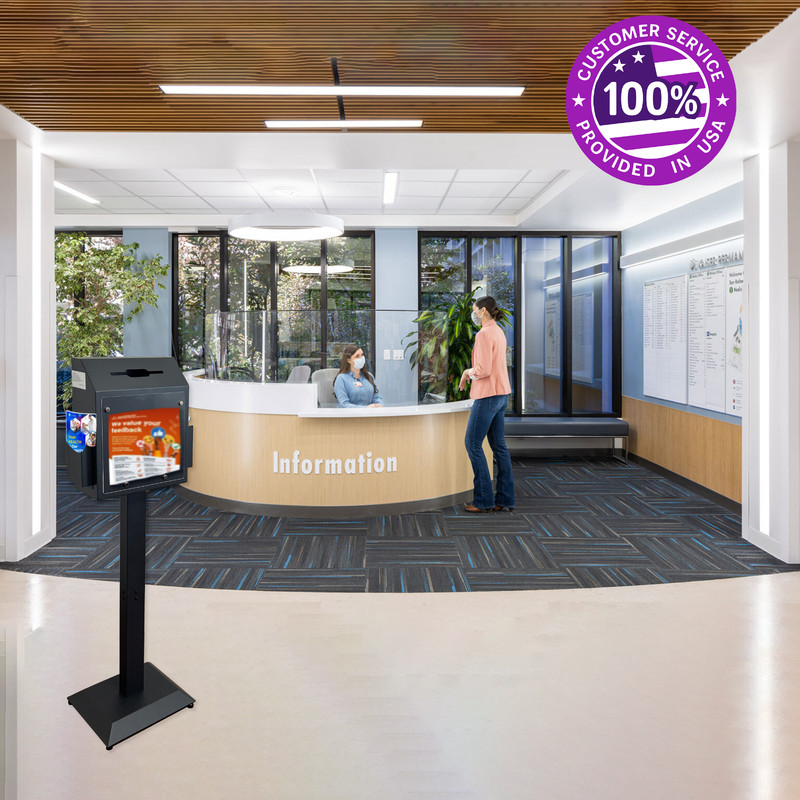 OPEN BOX Floor-Standing Offering Boxes with Key Lock, Suggestion Box with Stand gallery