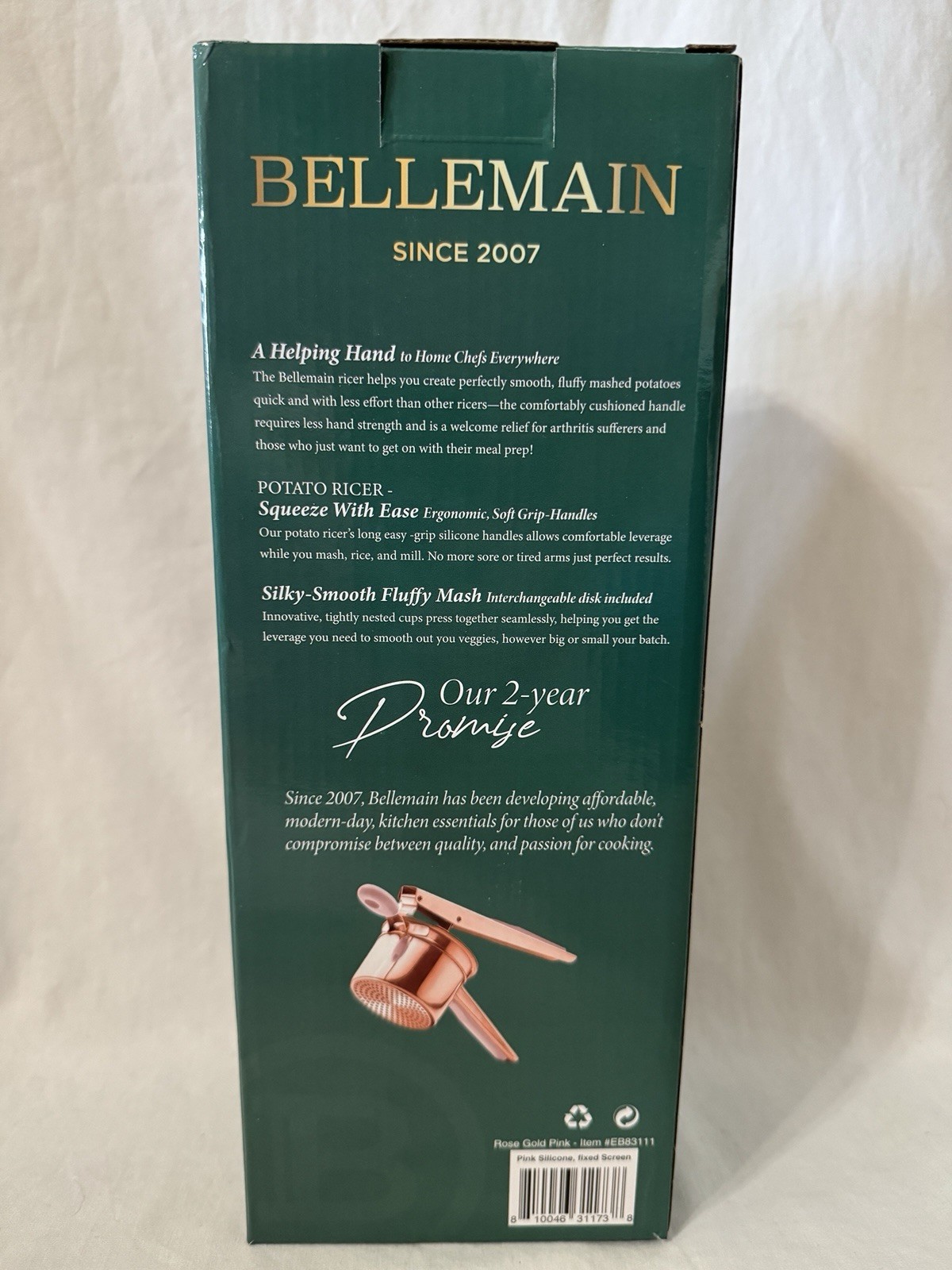 Bellemain 15oz Large Potato Ricer, Heavy-Duty, Stainless Steel, Rose Gold gallery