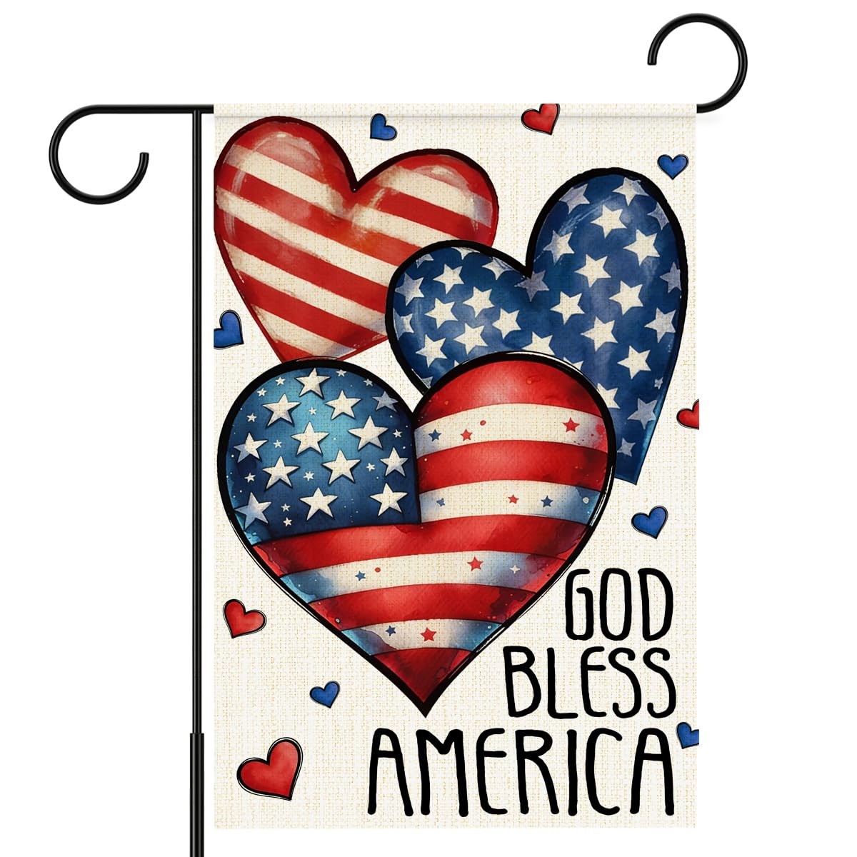 Independence Day Garden Flag for Outside,God Bless America Heart Yard Flags f... gallery