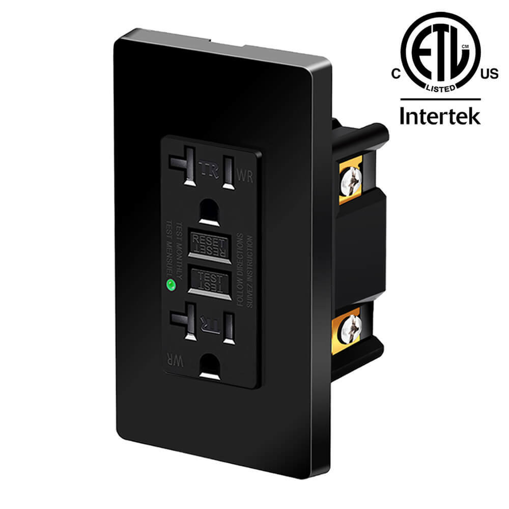 20AMP GFCI Outlet Receptacle Tamper Resistant - ETL Listed, Black GFI TR WR GFCI gallery