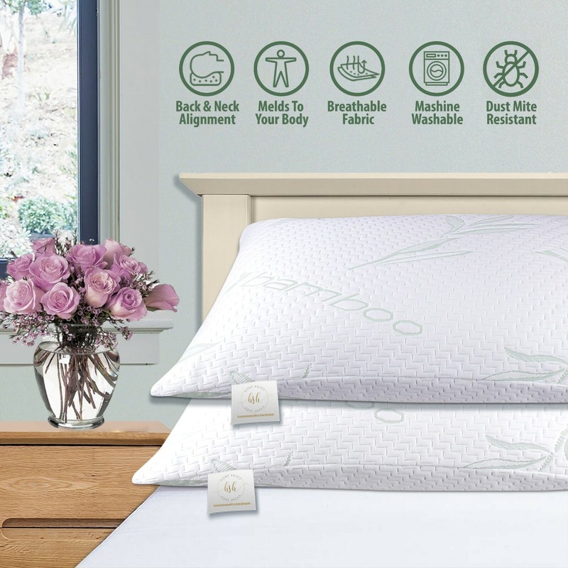 Bamboo Hypoallergenic Shredded Memory-Foam Pillows with Washable Cover gallery