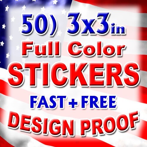 50 3x3 Custom Printed Full Color Outdoor Vinyl Car Bumper Sticker Decal Die Cut gallery