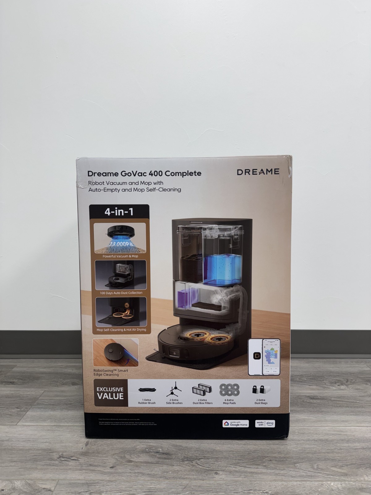 Dreame GoVac 400 Complete Robot Vacuum & Mop Auto-Empty Self-Cleaning 13KPa Pack gallery