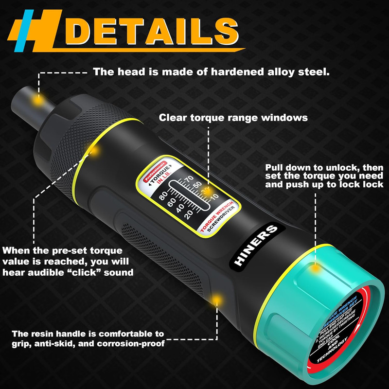 31 Piece Torque Screwdriver Driver Set 1/4" 10-80 Inch Pounds lbs 30pcs S2 Bits gallery