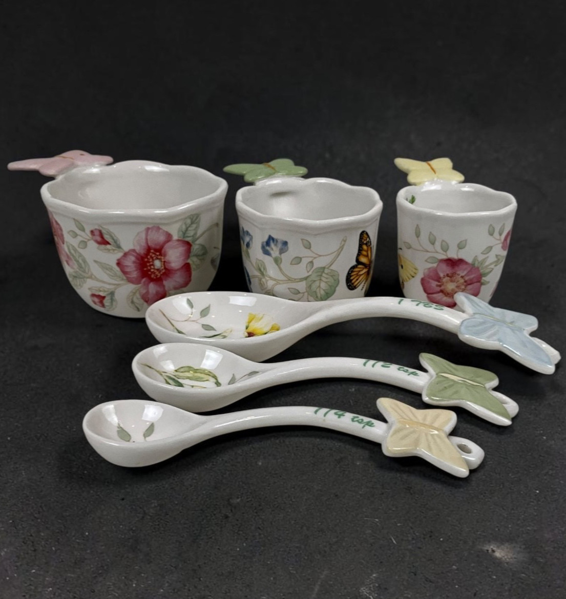 Lenox Butterfly Meadow 6 Pc Measuring Cups & Spoons Set Porcelain gallery
