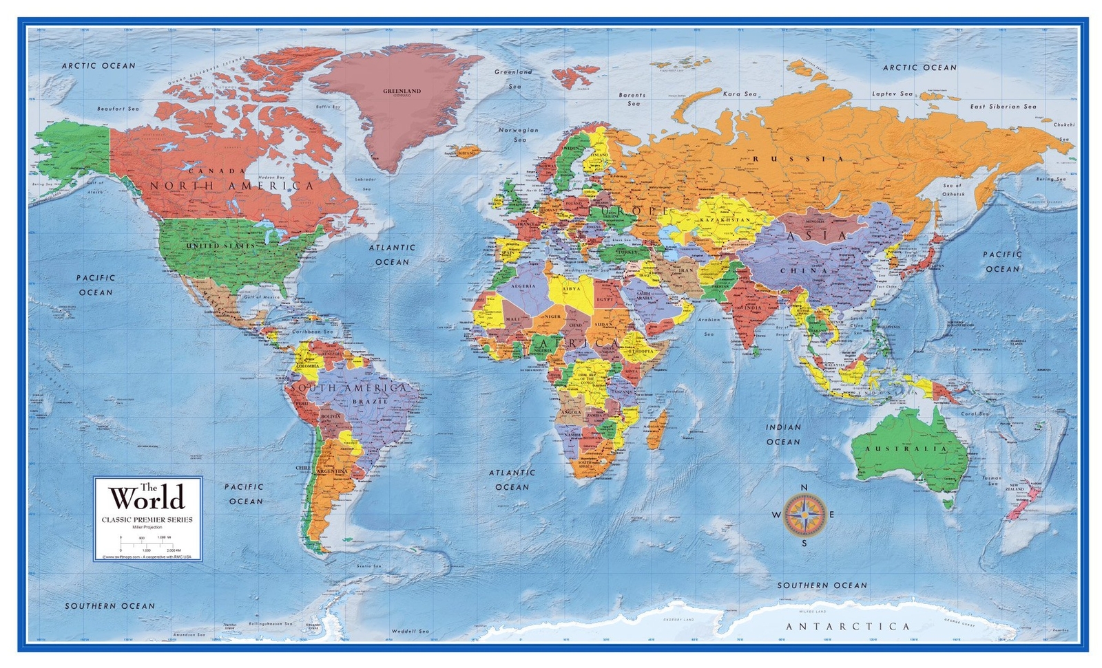 48x78 World Classic Premier Wall Map Mega Poster Laminated gallery