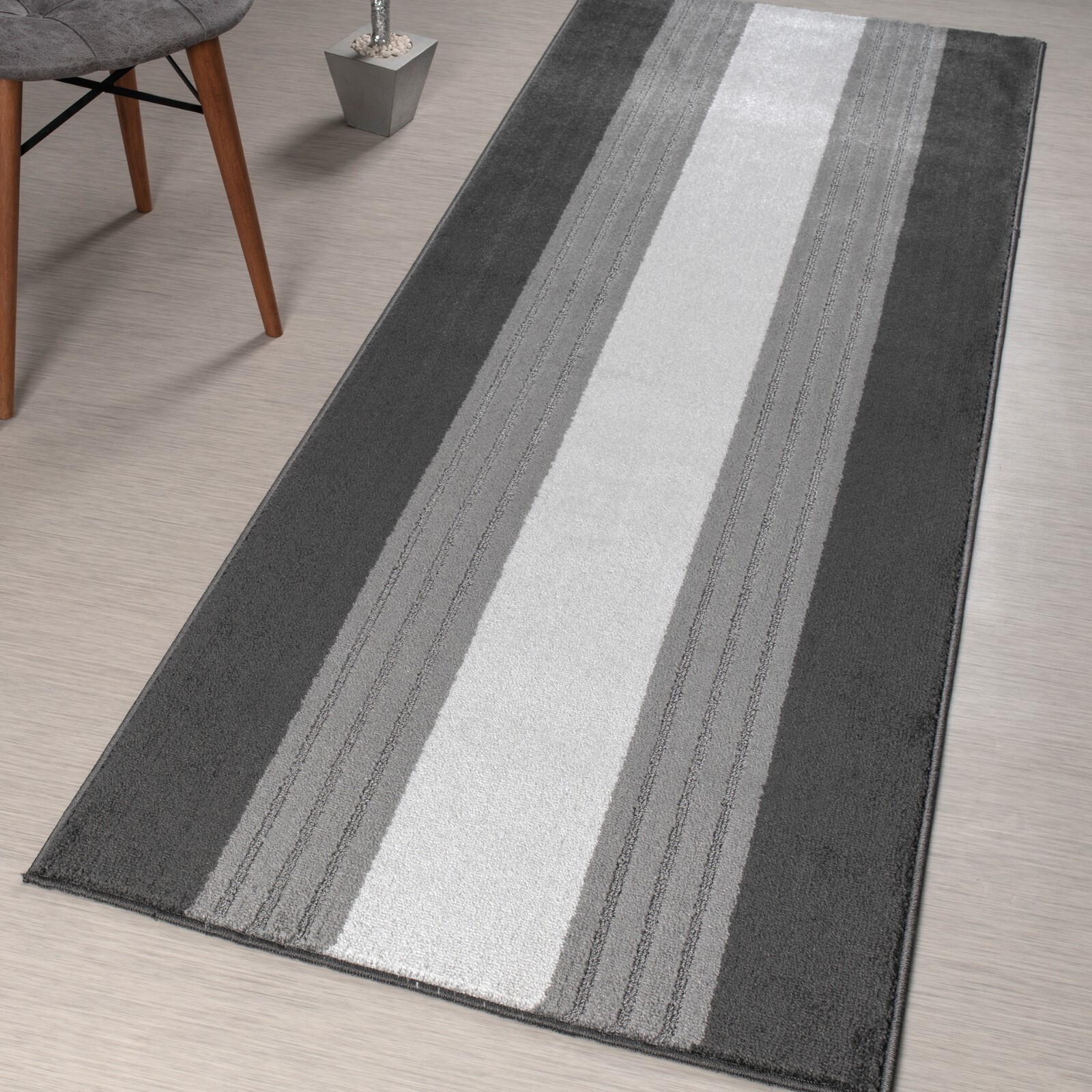 Custom Size Hallway Runner Rug, Non Slip, 26 Wide X Your Choice of Length, Grey gallery