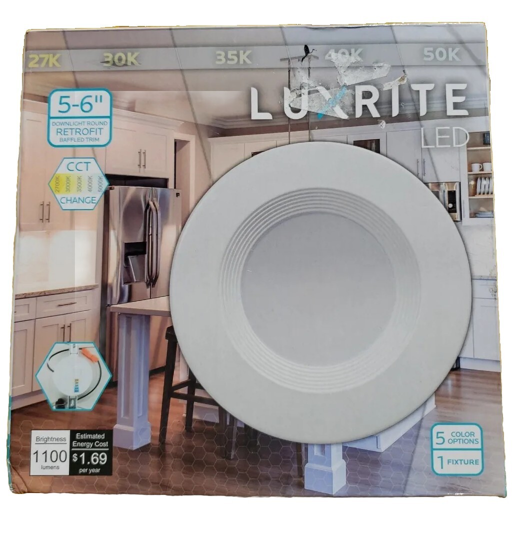 Luxrite 5/6" LED Recessed Downlight 5 Color Options 2700K - 5000K ETL gallery