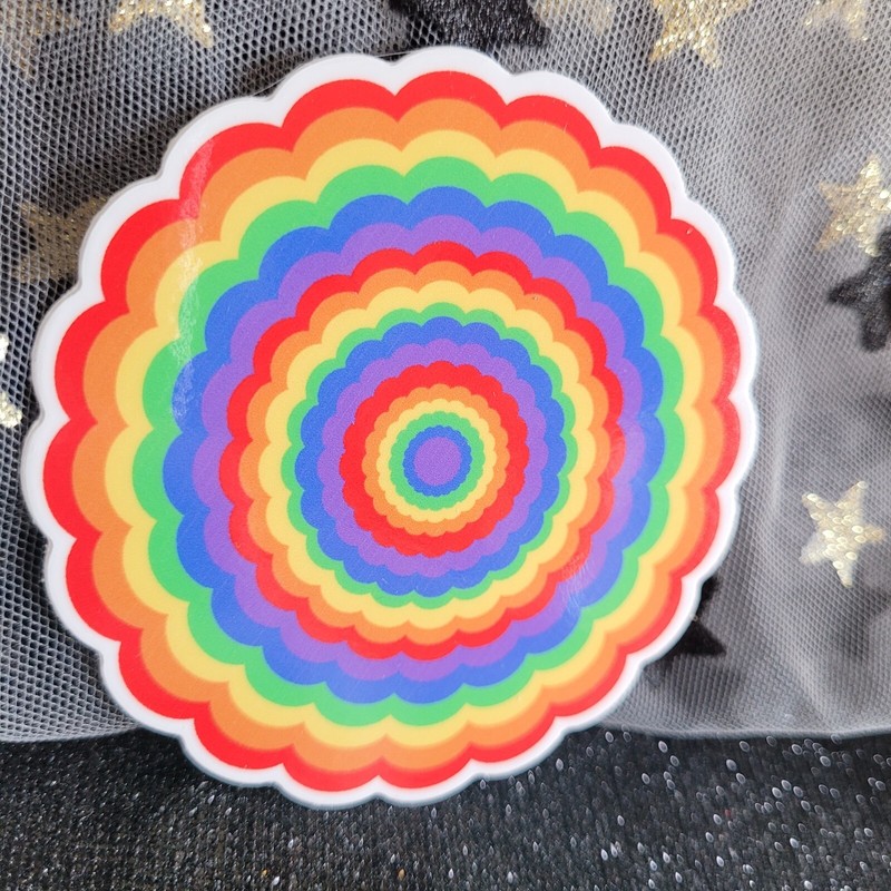 RNBW009 - Circle Rounded Rainbow Flower Shaped Pride Sticker | LGBTQ | Inclusion gallery