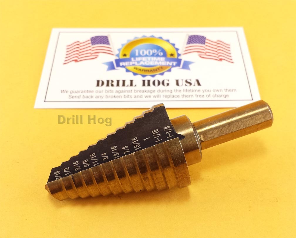 7/16-1-1/8 Step Drill Step Bit Reamer M7 UNIBIT Drill Hog® Lifetime Warranty gallery