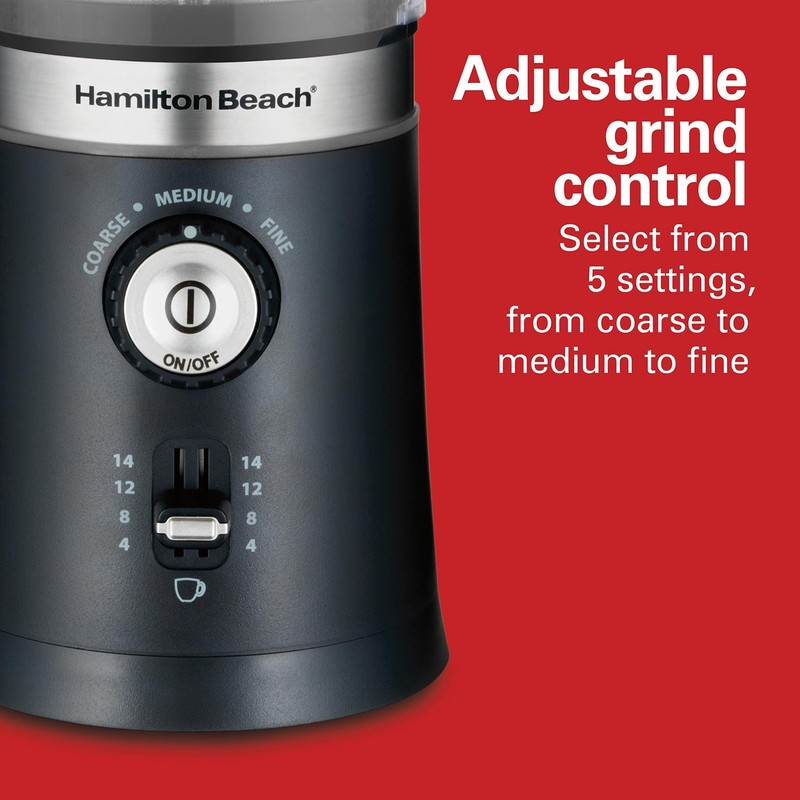Hamilton Beach Custom Grind 5 Setting Coffee Grinder Brew 14-Cups 80393FG gallery