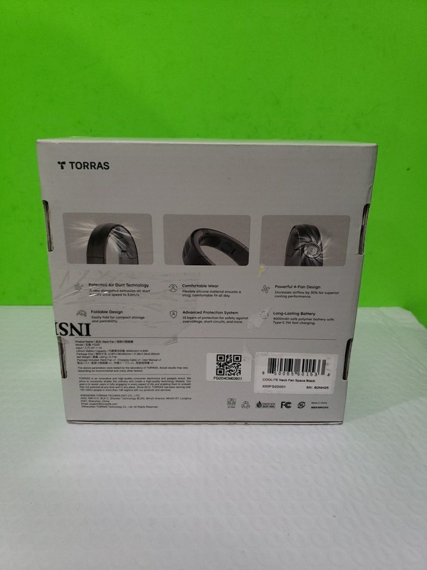 TORRAS - COOLiTE Portable Foldable Neck Fan - Space Black Open Box gallery