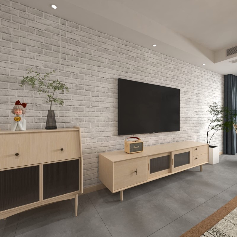 White Gray Brick Wallpaper Self-Adhesive Contact Paper Peel and Stick Backsplash gallery