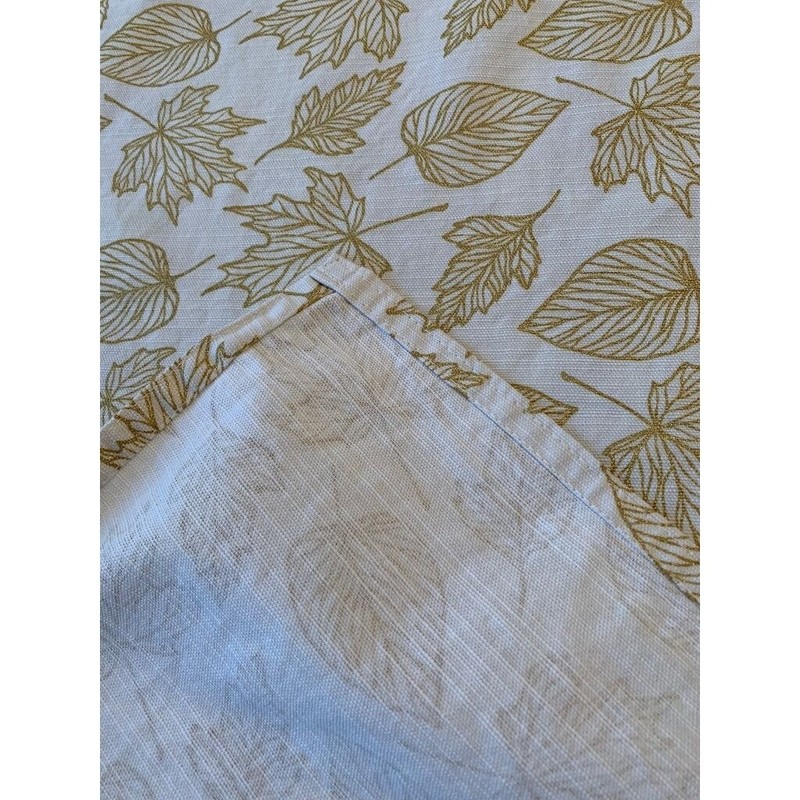 Rectangular Tablecloth Table Linen Cream with Gold Metallic Leaves 61" x 77" gallery