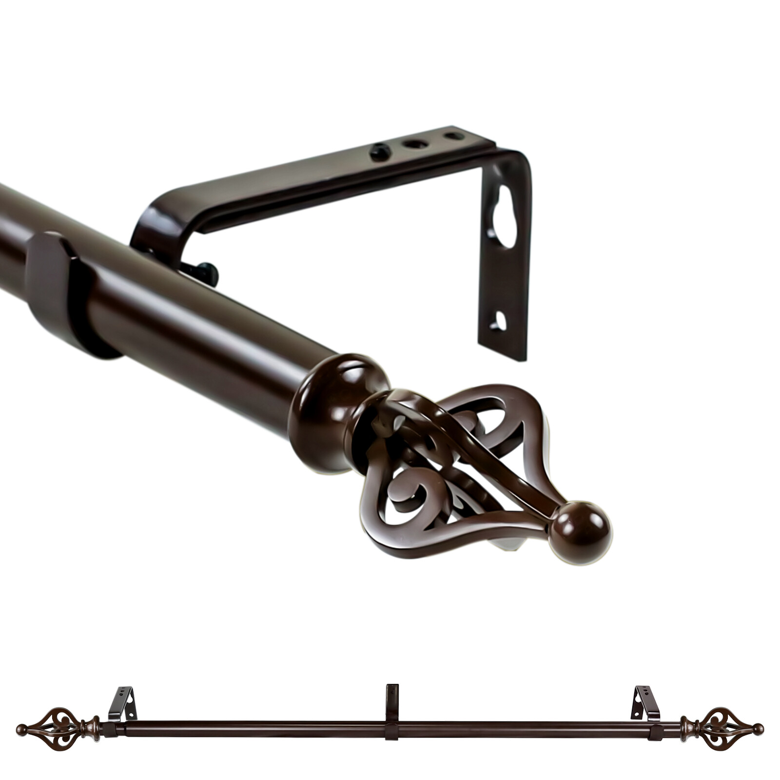 1" Portia Adjustable Single Drapery Curtain Rod, 28"-48"/48"-84"/84"-120" gallery