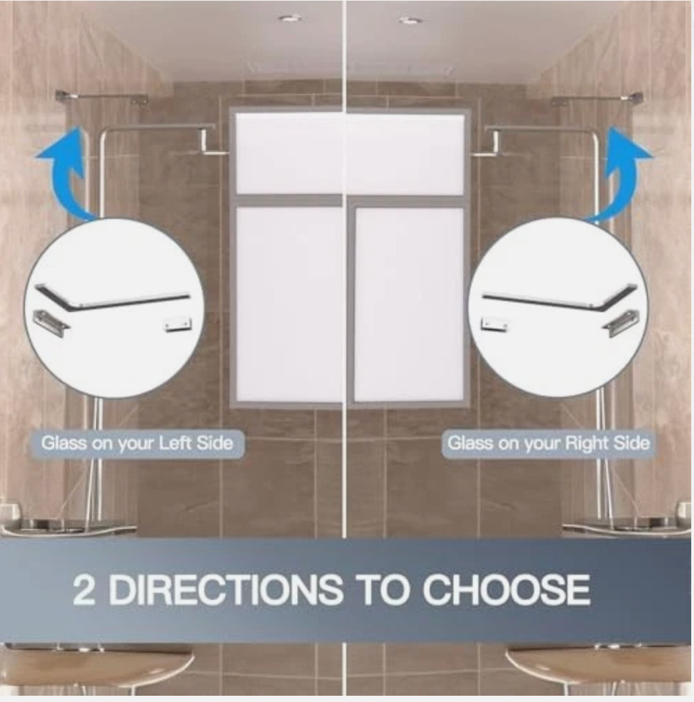Shower Glass Support Bar, Both Sides Available, Frameless Bathroom Glass Clamp L gallery