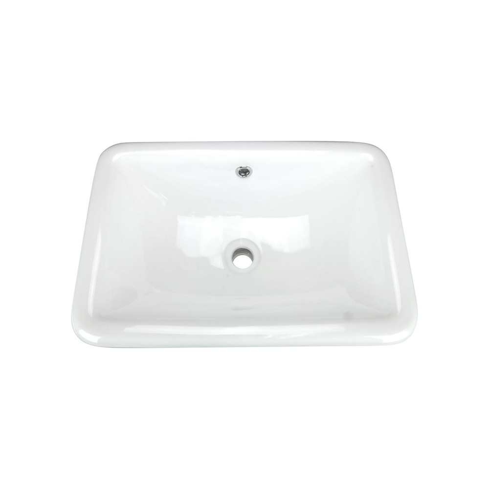 Tuba Rectangular Drop-In Bathroom Sink 21-1/2" X 14-3/4" X 7" White Porcelain
