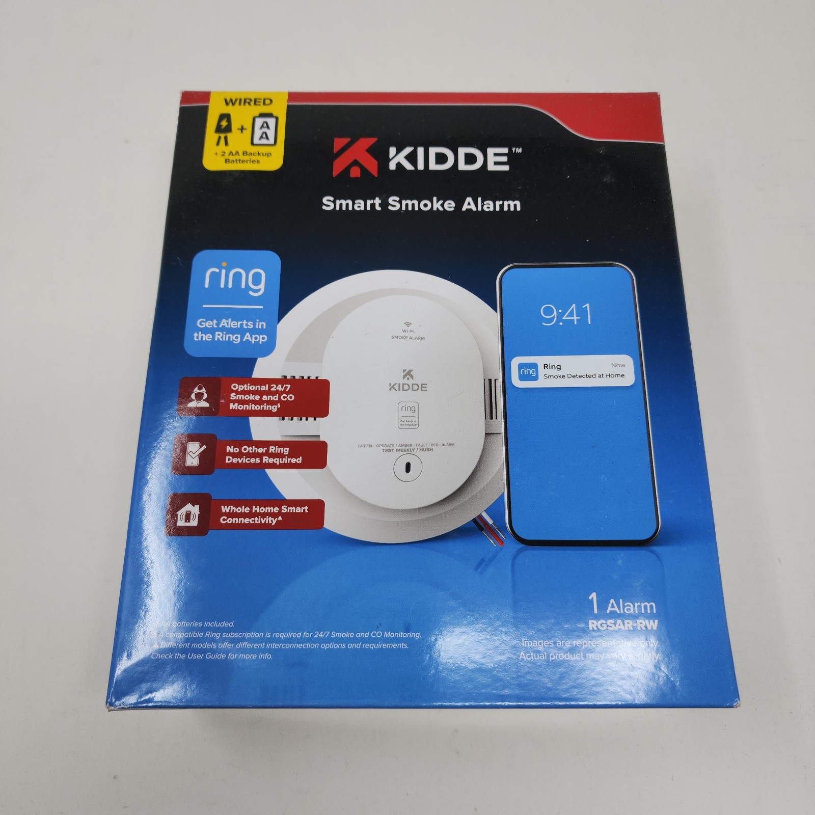 New Kidde RGSAR-RW Wired + Battery Smart Smoke Alarm with Ring Alerts Wifi gallery