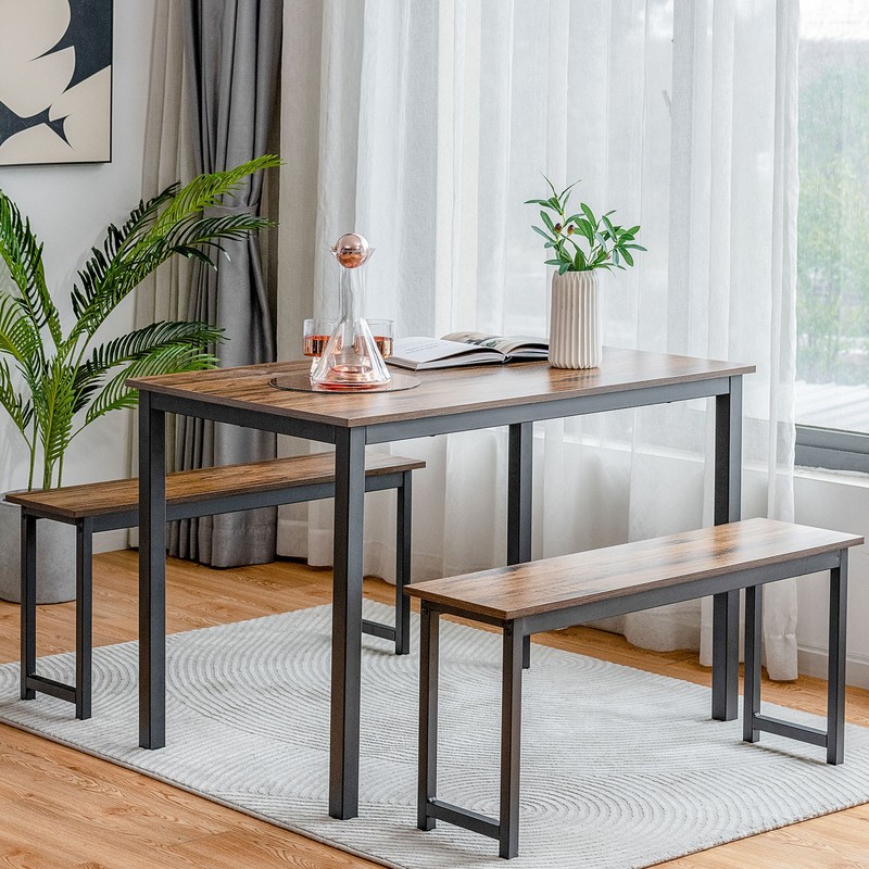 Topbuy 3pcs Dining Table Set for 4 Modern Industrial Counter Height Kitchen gallery