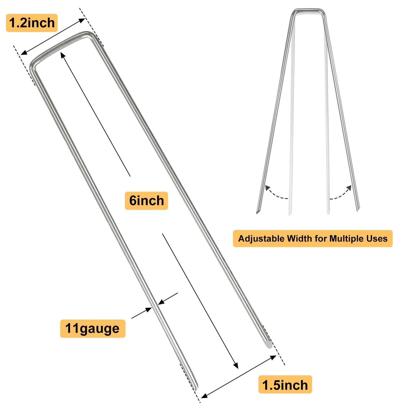 400 Pcs 6 Inch Galvanized Landscape Stakes U-Shaped Pins for Garden Use gallery