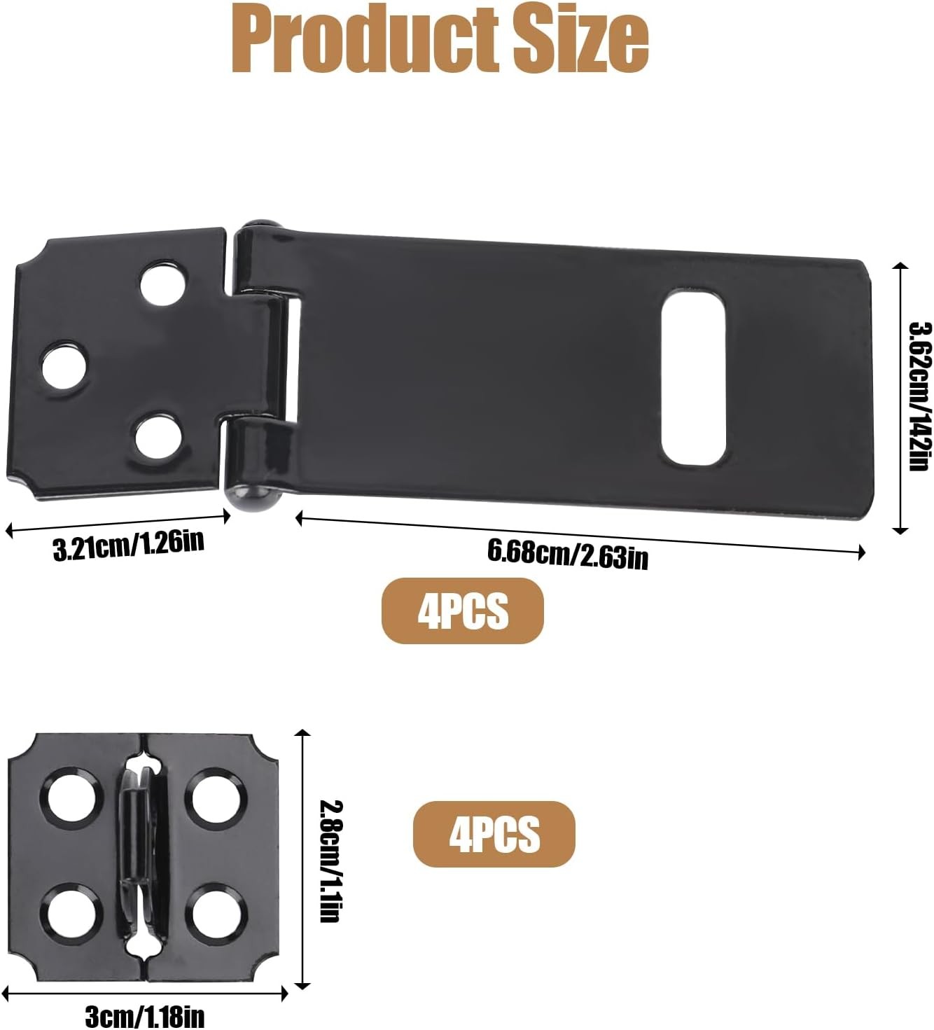 3Inch Lock Hasp Latch, 4 Pack Black Hasp Latch Padlock Hasp Door Slide Latch Saf gallery