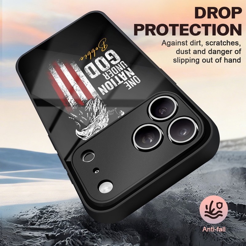 9H Tempered Glass Case For iPhone 17 15 16 Custom Rustic Grunge Flag Phone Cover gallery