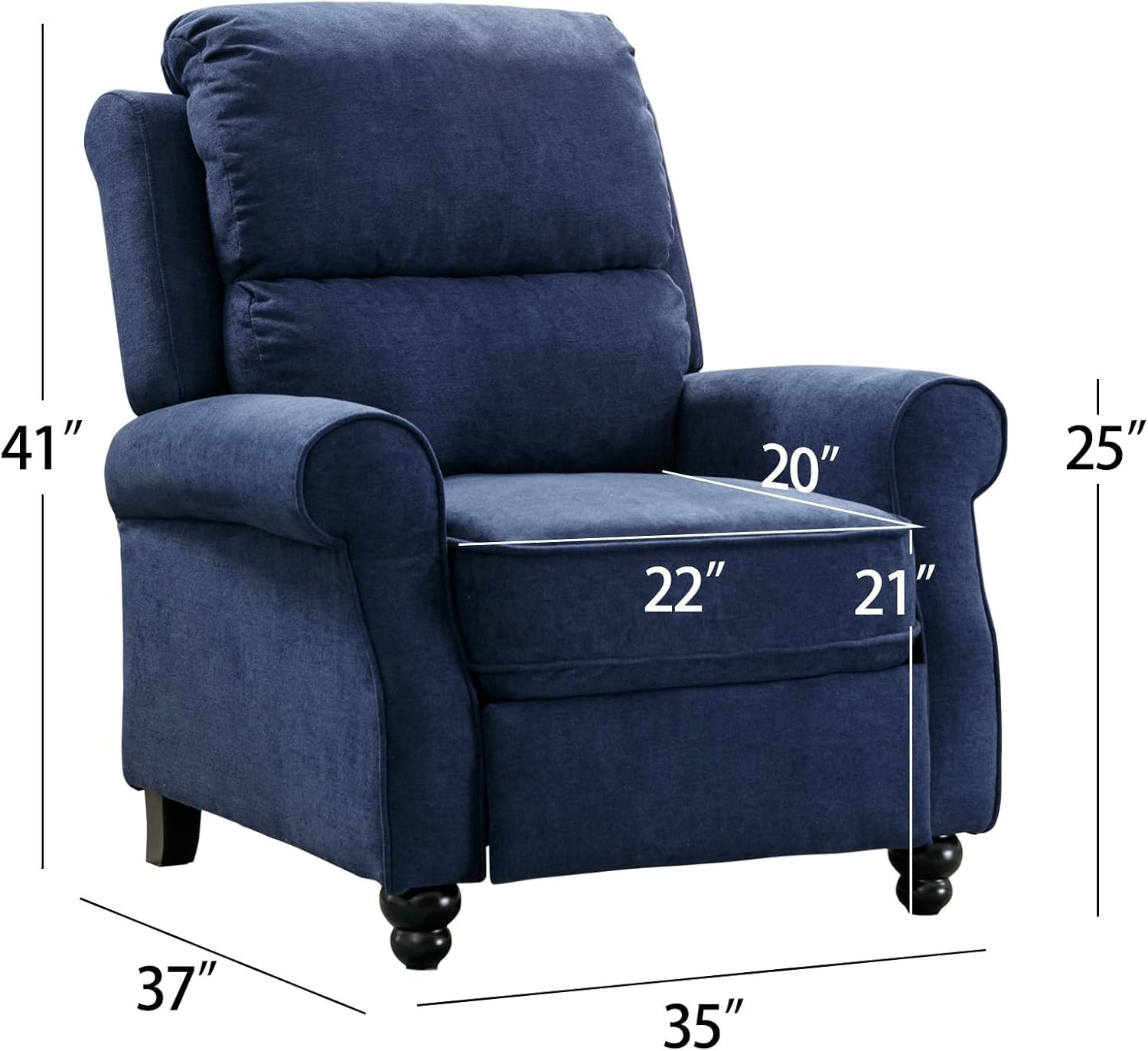 EBELLO Push Back Recliner Chair, Fabric Armchair Overstuffed Pushback Recliner gallery