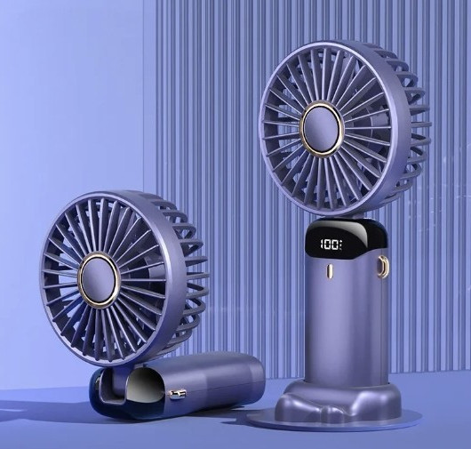 Mini Rechargeable Foldable Handheld/Desktop Fan w/ Digital Display USB Battery