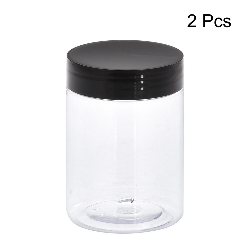 2Pcs 10oz 300ml Round Plastic Jars with Black Screw Top Lid for Storage gallery